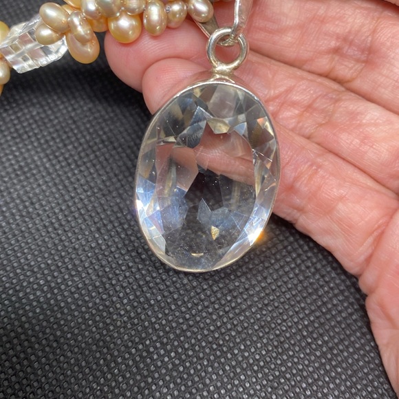 Gorgeous moonstone pearl crystals w/a Swarovski large Crystal. 925 Sterling Slvr - Picture 5 of 7
